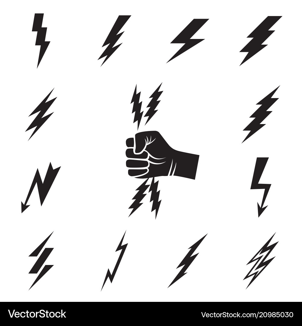 Lightning bolt icons isolated vector image