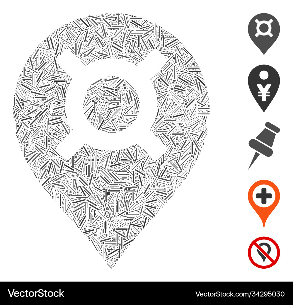 Line mosaic currency map marker icon Line mosaic currency map marker icon vector image