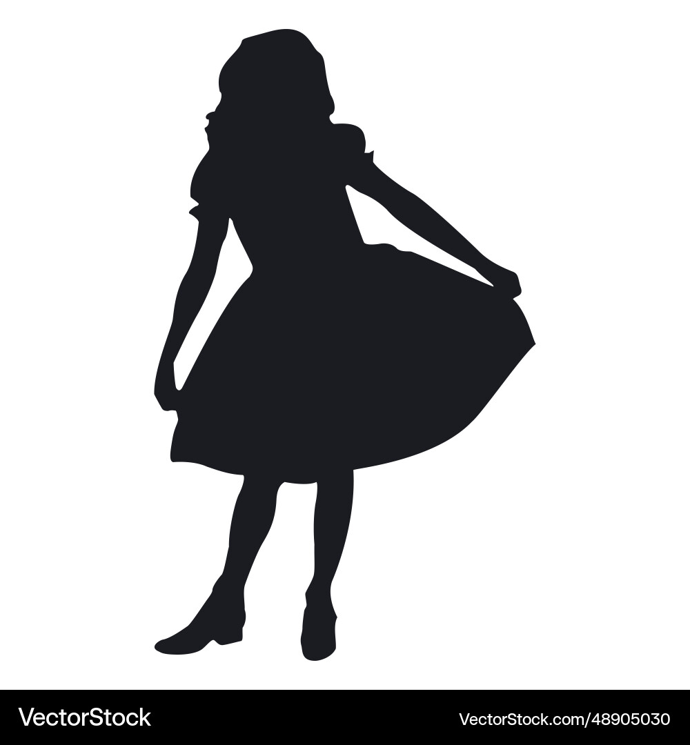 Little girl dancing silhouette – Royalty-Free Vector | VectorStock, image size:1000x1080