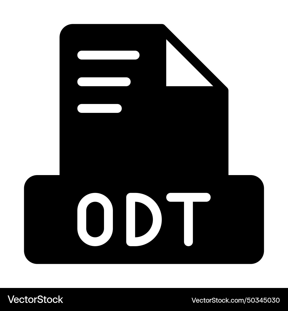 Odt file icon simple design solid style document Vector Image