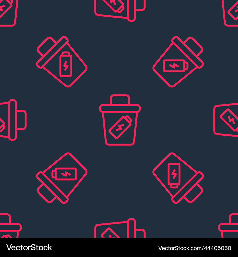 Red line trash can icon isolated seamless pattern Vector Image