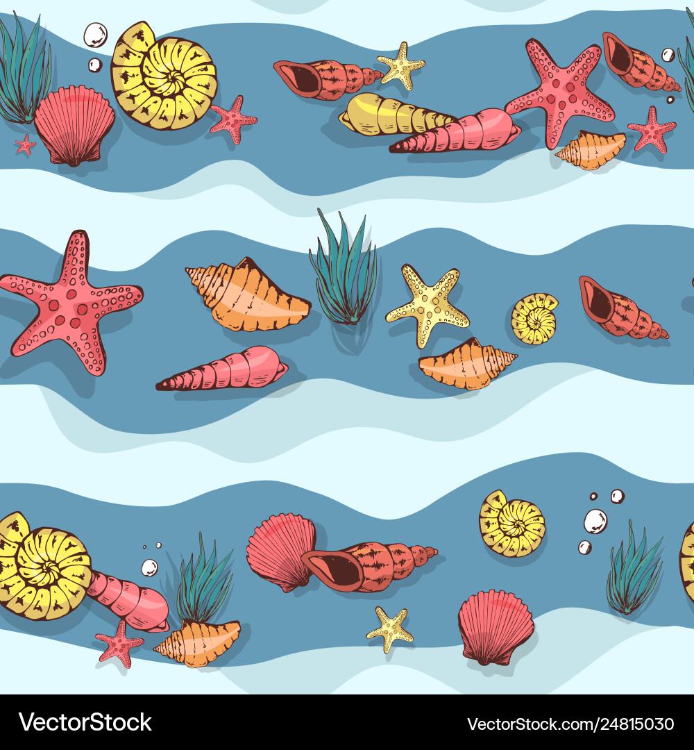 Seamless nautical pattern with shells Seamless nautical pattern with shells Vector Image