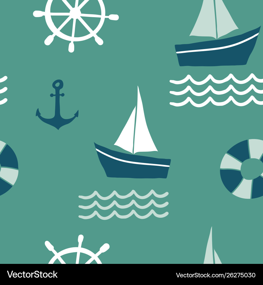 Seamless pattern with nautical design elements Vector Image