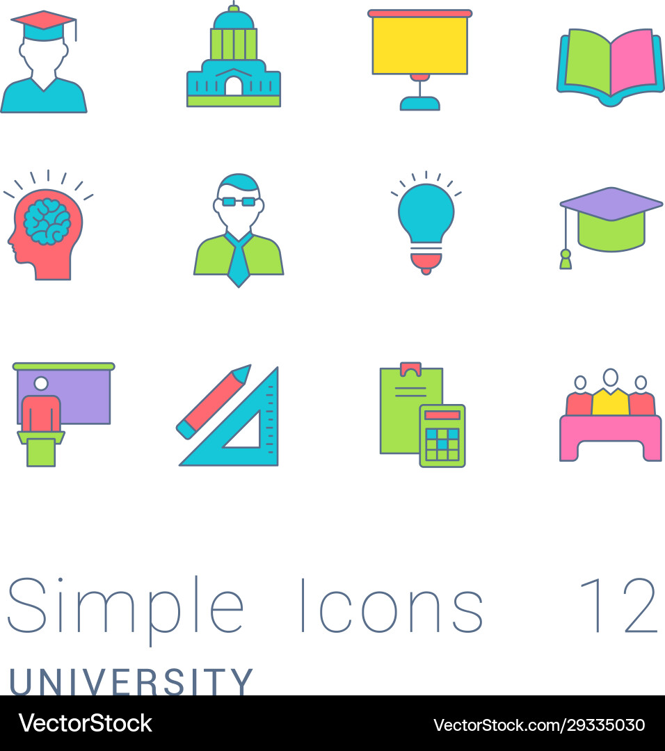 Set simple line icons university Set simple line icons university vector image