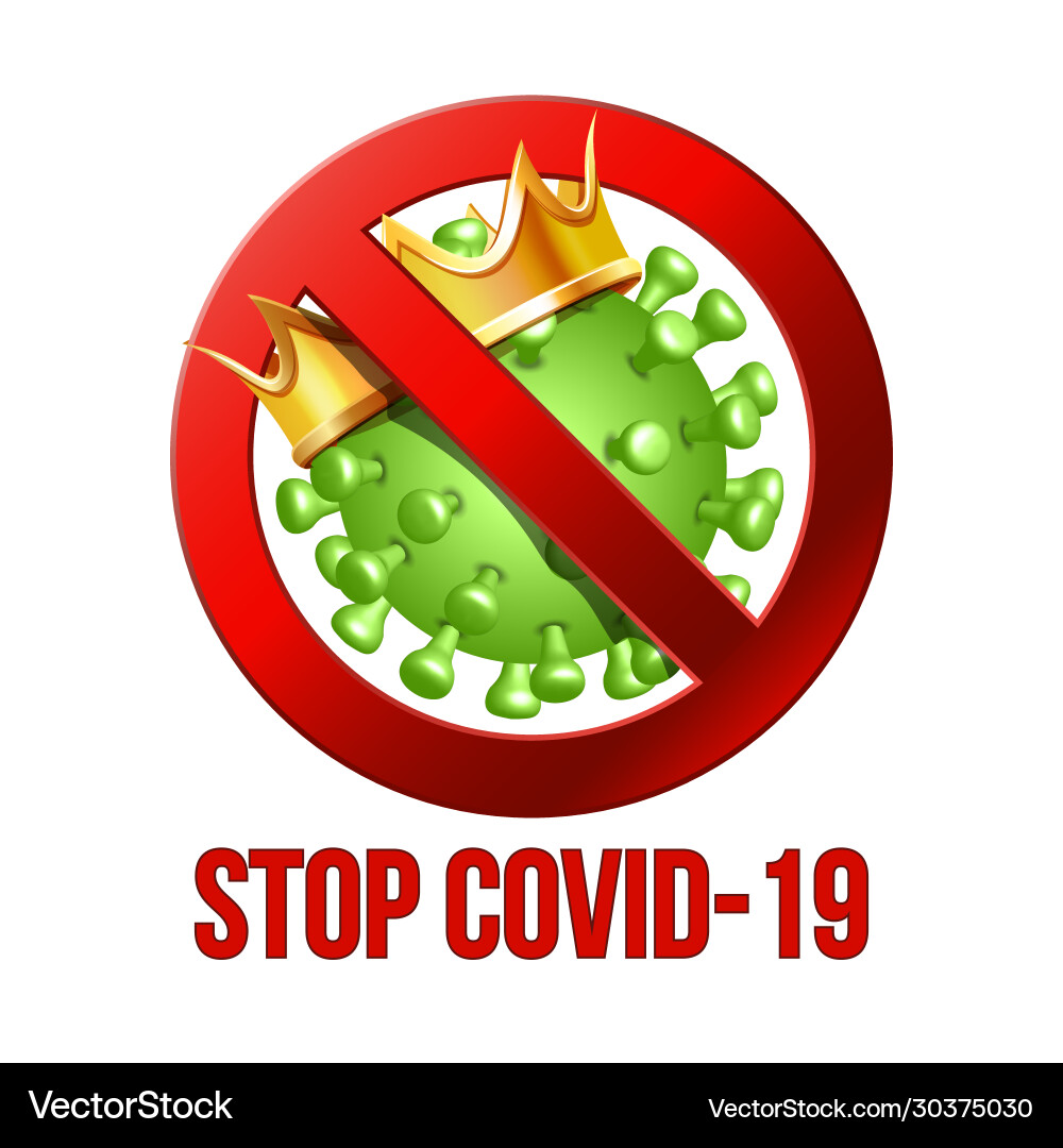 Sign caution stop covid-19 with coronavirus icon Sign caution stop covid-19 with coronavirus icon vector image