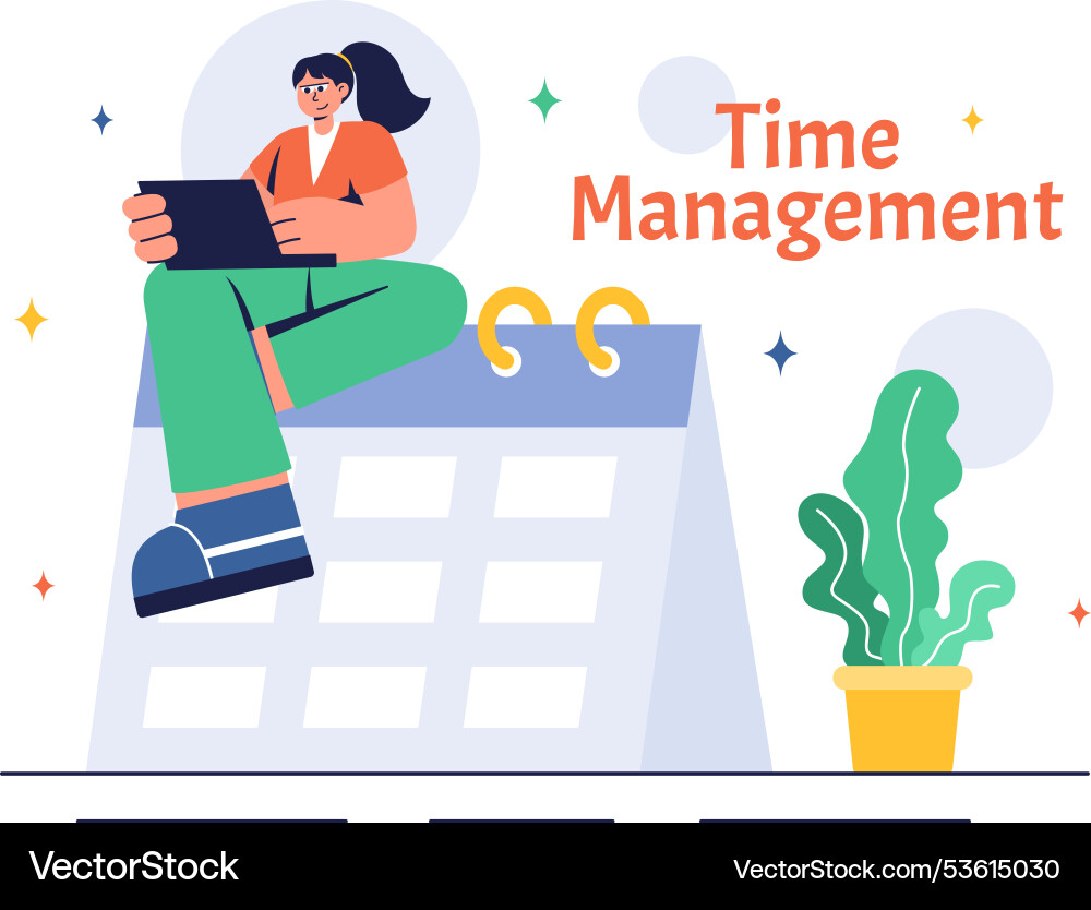 Time management with clock settings task planning Time management with clock settings task planning vector image