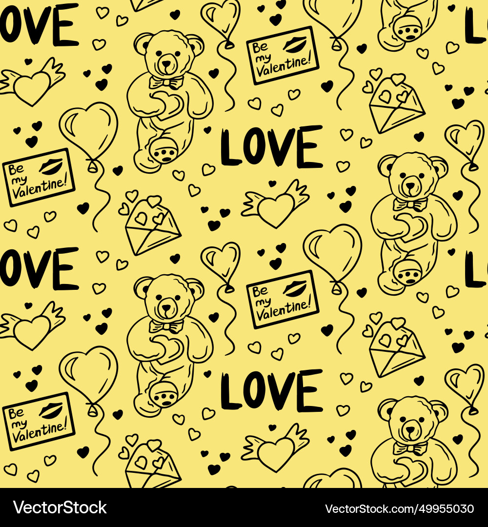 Valentines seamless pattern with items Vector Image