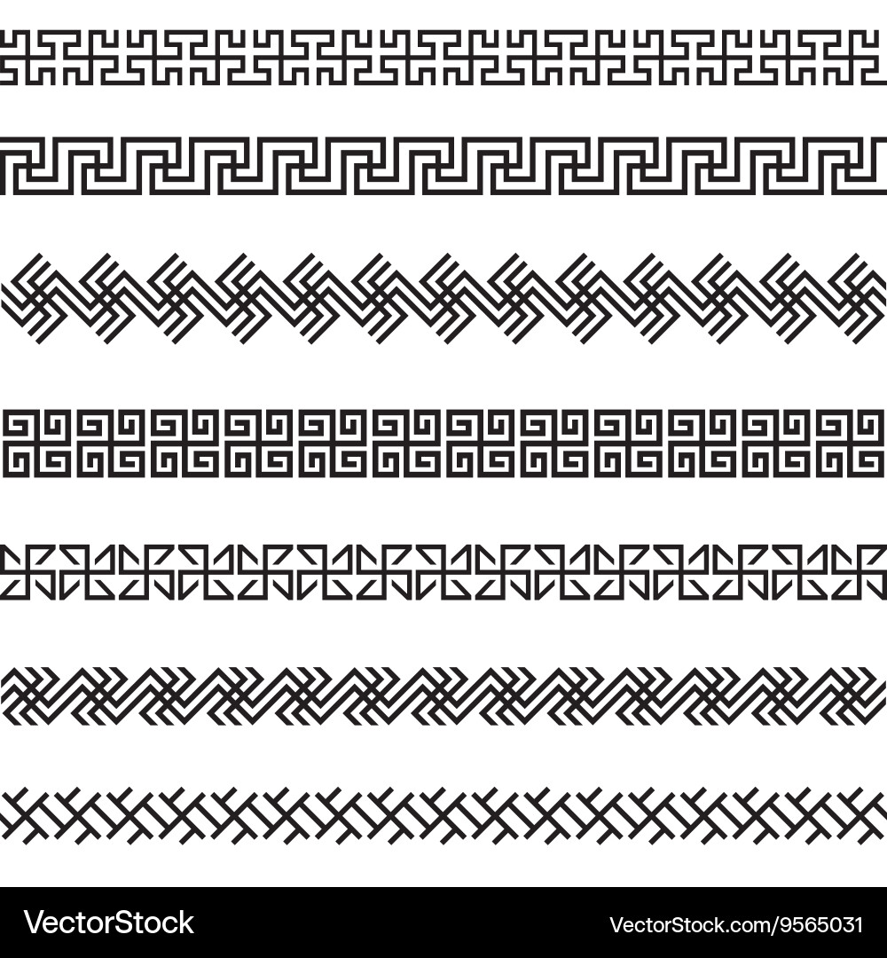 Ancient Greek Meander Border Set vector image