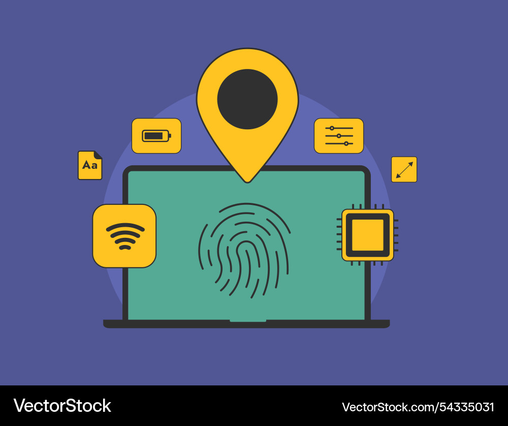 Device fingerprinting - web browser data Device fingerprinting - web browser data vector image