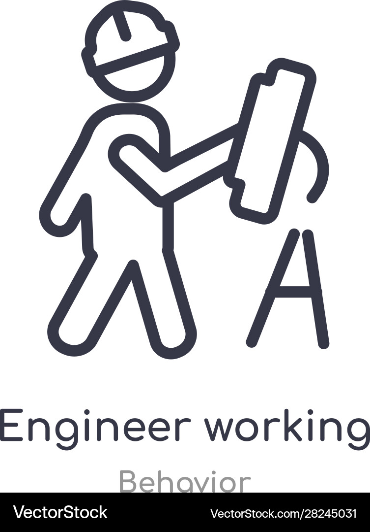 Engineer working outline icon isolated line from Engineer working outline icon isolated line from vector image