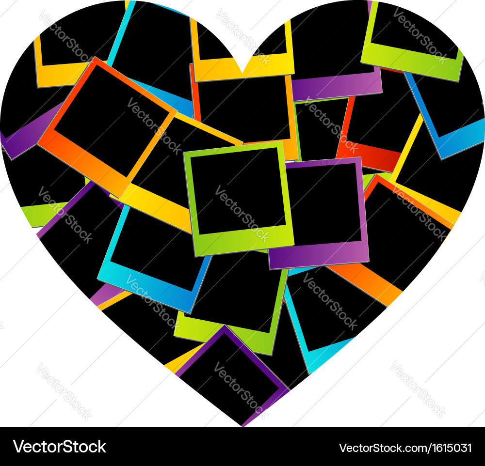 Heart with colorful polaroids Vector Image