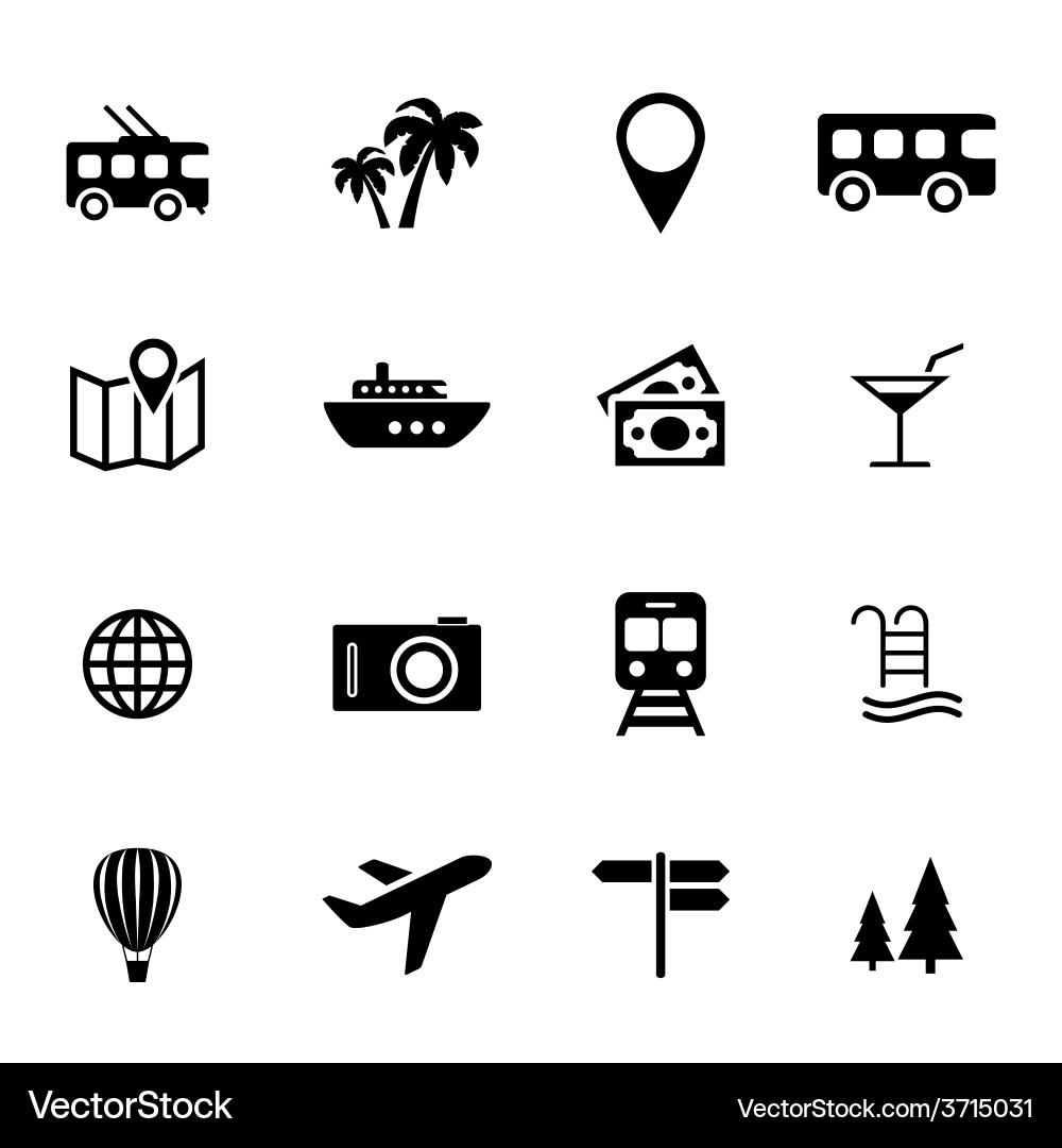 Holiday Travel Icons - Tourism & Vacation Vector Image