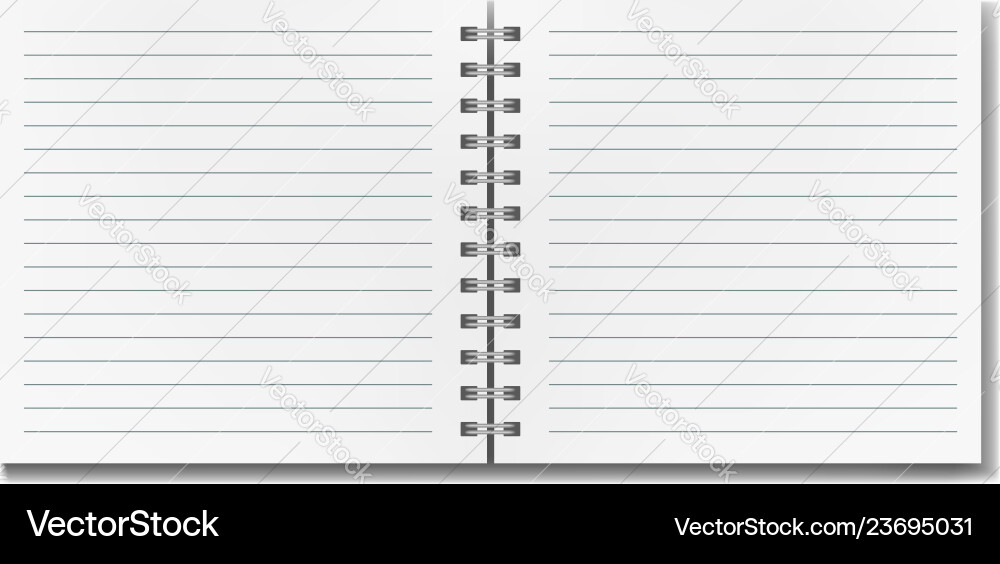 Open realistic line ruled square notebook mockup Vector Image