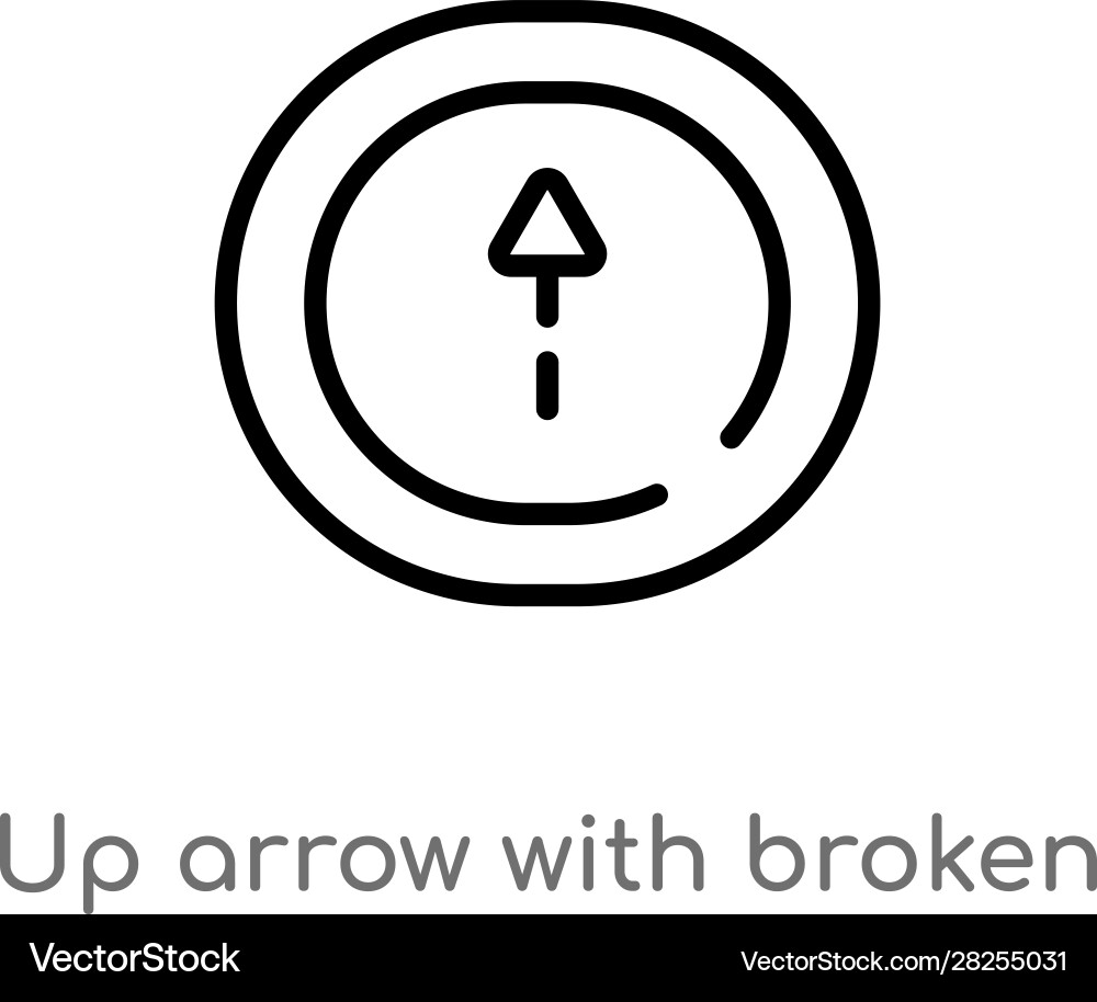 Outline up arrow with broken line icon isolated vector image