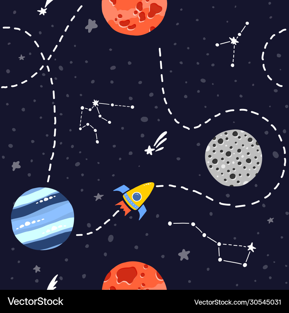 Planet pattern with constellations and stars Vector Image