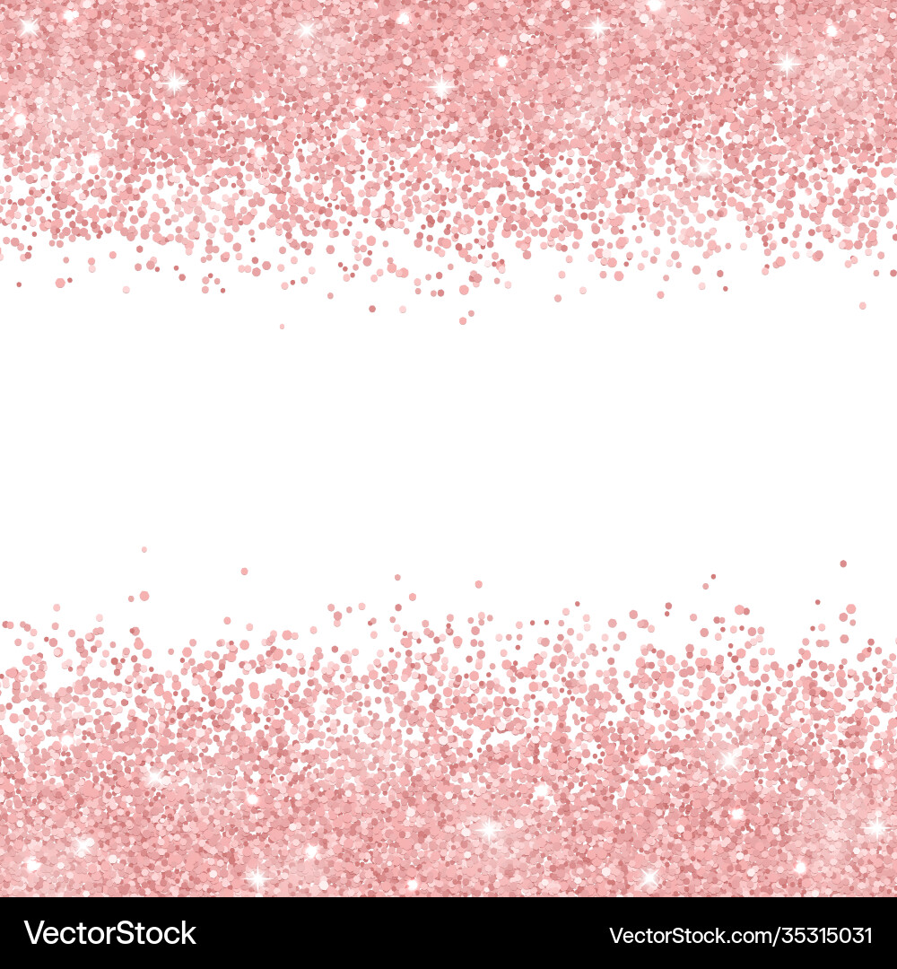 Rose gold glitter scattered on white background Vector Image