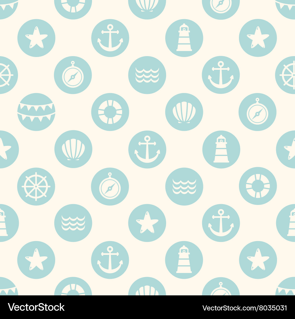Seamless pattern with flat sea elements Vector Image