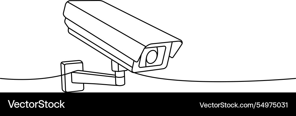 Security camera one line continuous drawing Security camera one line continuous drawing vector image