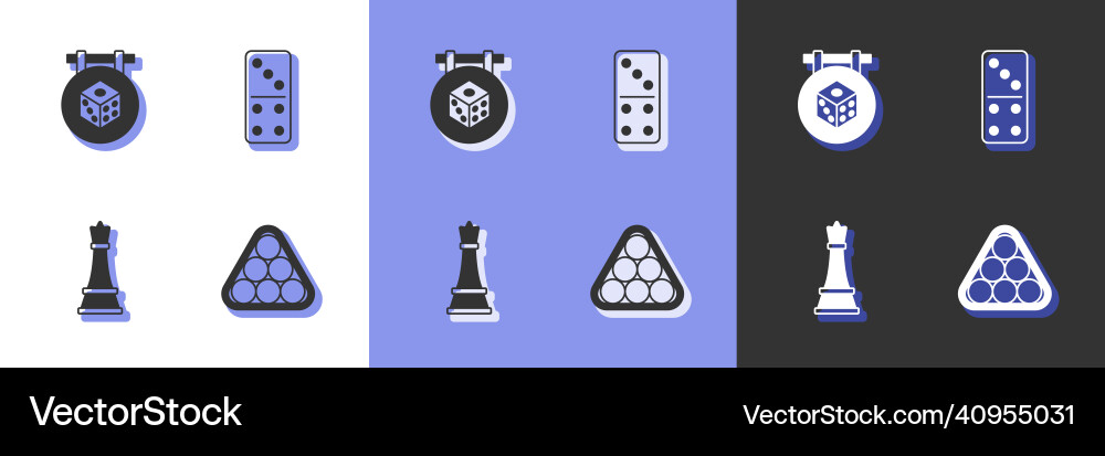 Set billiard balls in triangle game dice chess Vector Image
