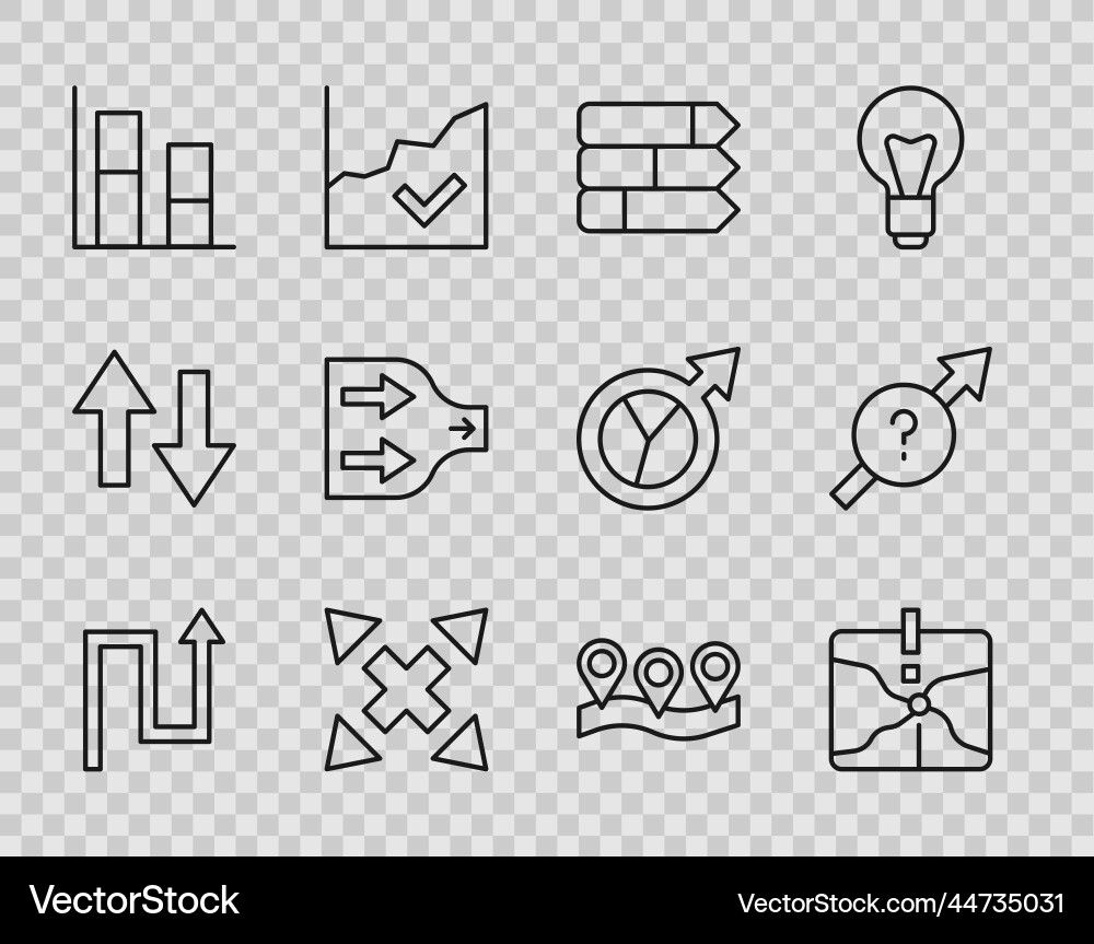 Set line arrow intersection point pie chart Set line arrow intersection point pie chart vector image