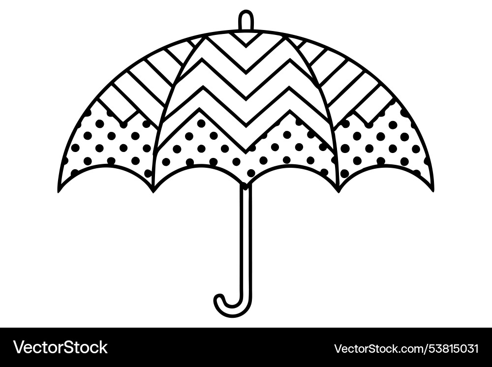 Simple umbrella shape with patterned panels Vector Image