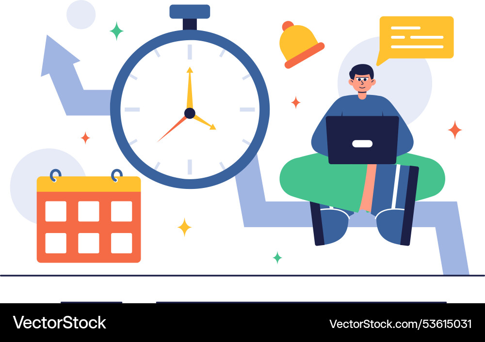 Time management with clock settings task planning Time management with clock settings task planning vector image