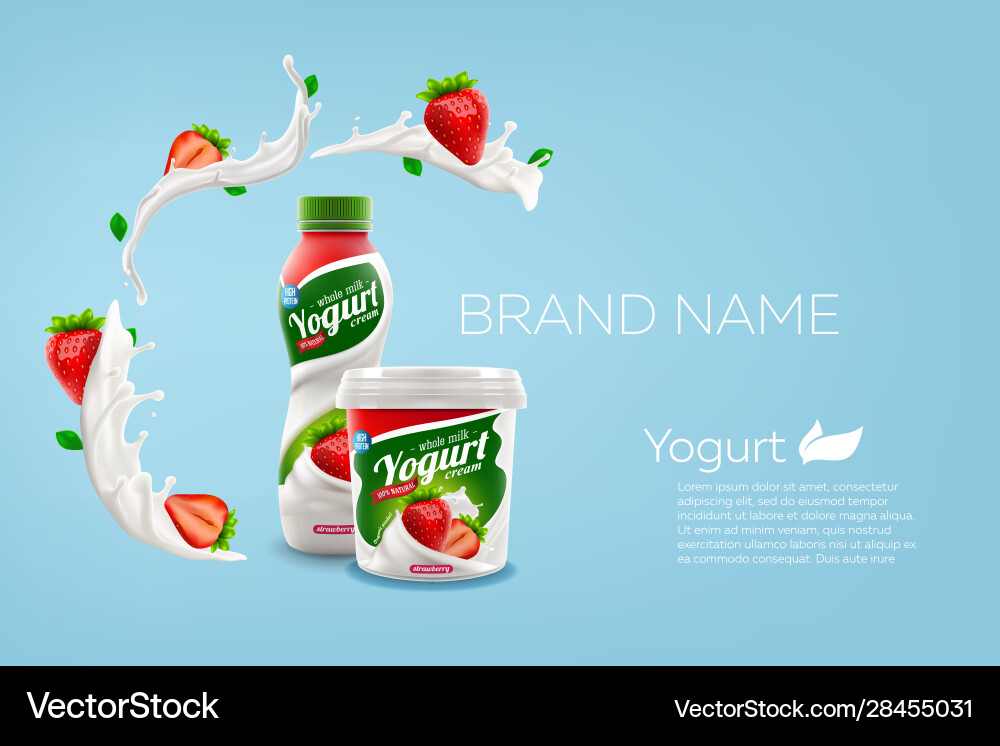 Vollmilch Joghurt Flasche und Glas Design Vollmilch Joghurt Flasche und Glas Design vektorbild