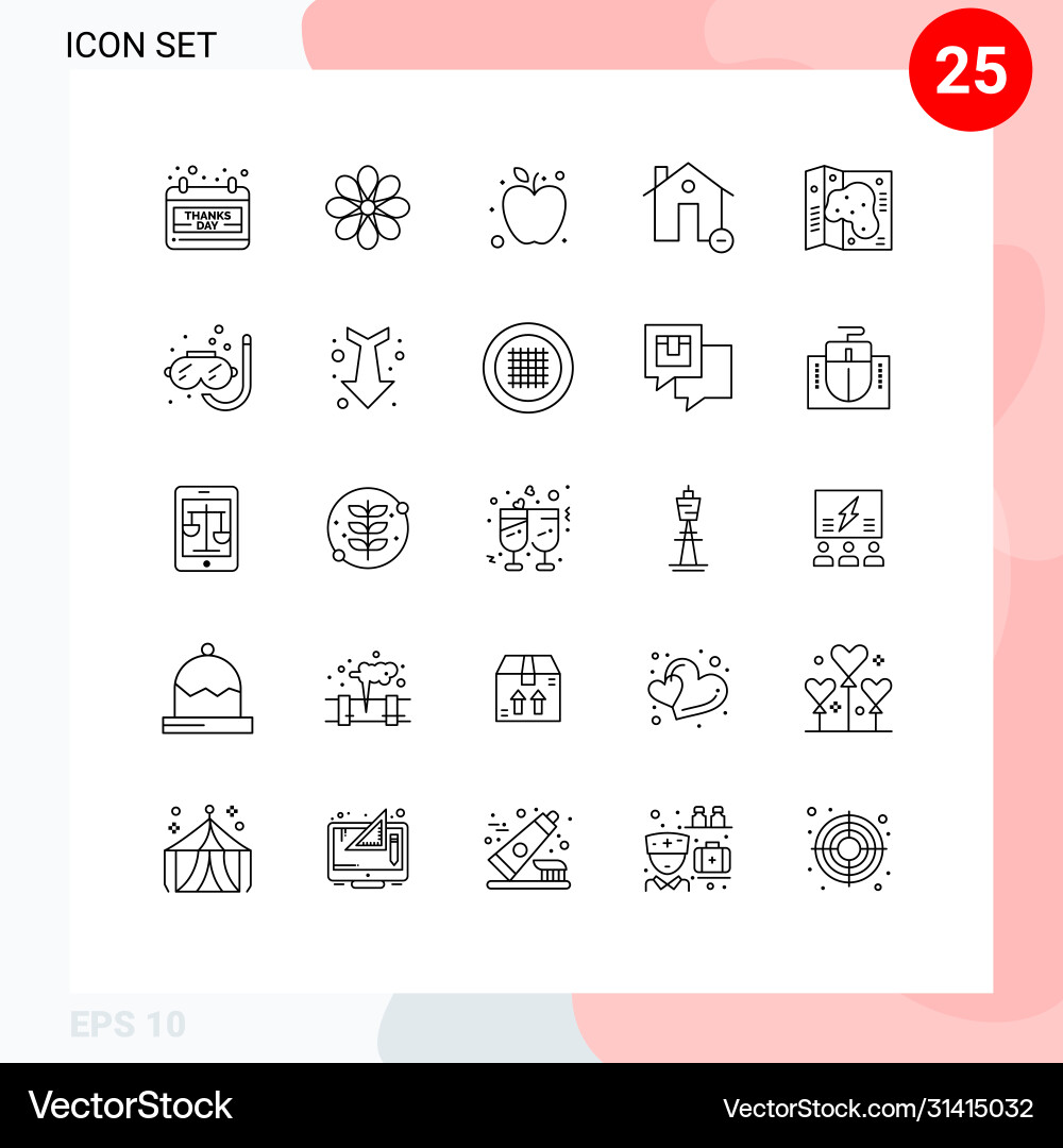 25 universal lines set for web and mobile Vector Image