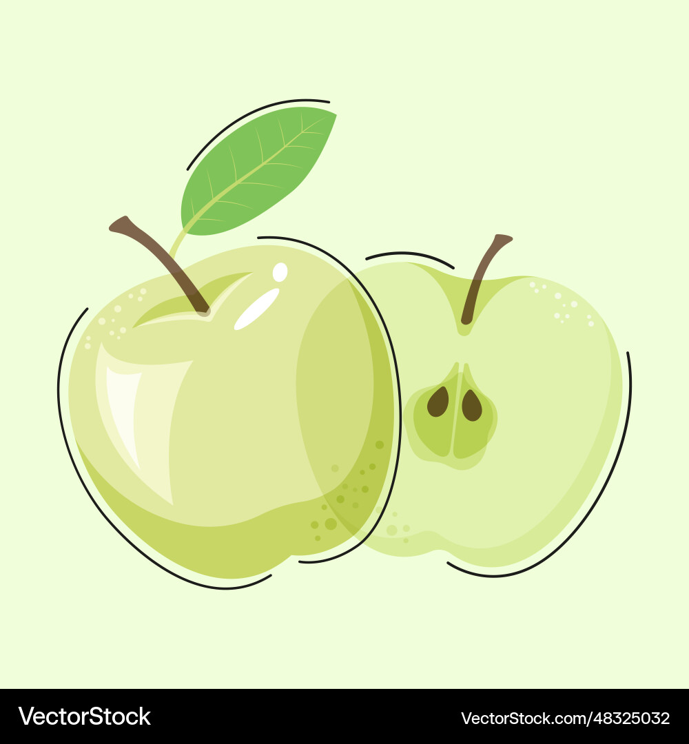 Apple and slice with transparency overlay Apple and slice with transparency overlay Vector Image