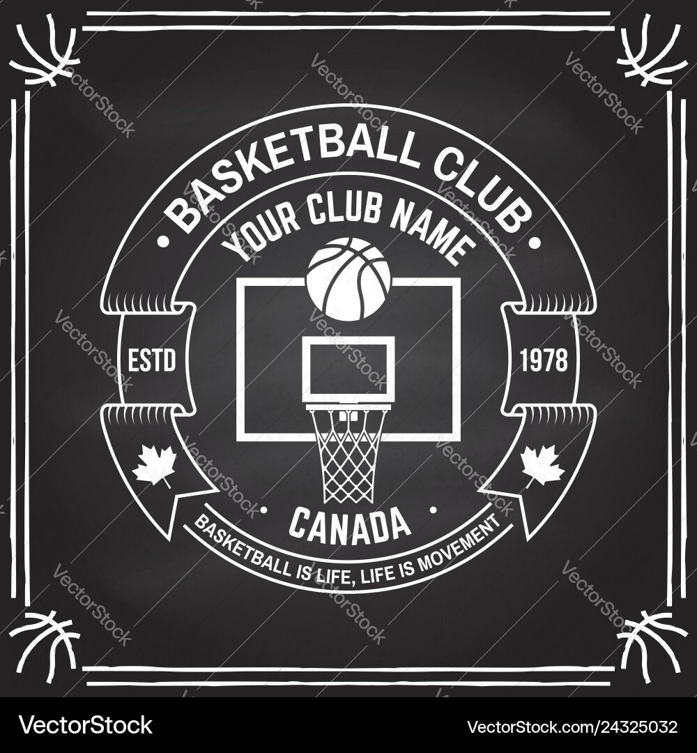 Basketball Club Badge - Chalkboard Style Vector Image