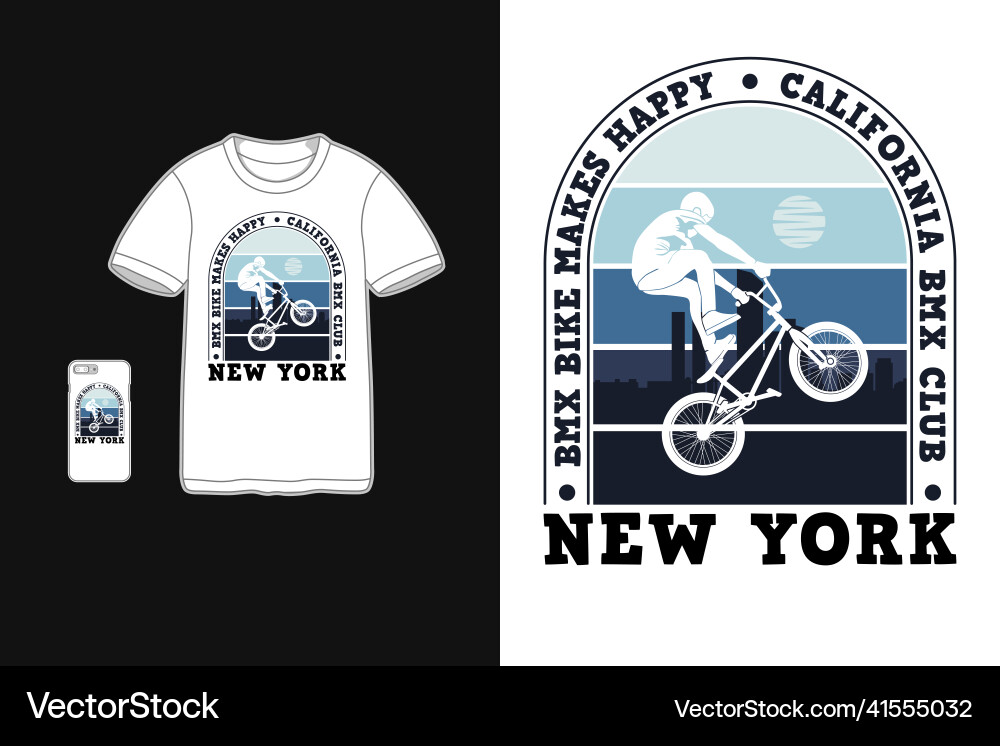 Bicycle motocross make me happyt-shirt mockup Bicycle motocross make me happyt-shirt mockup Vector Image