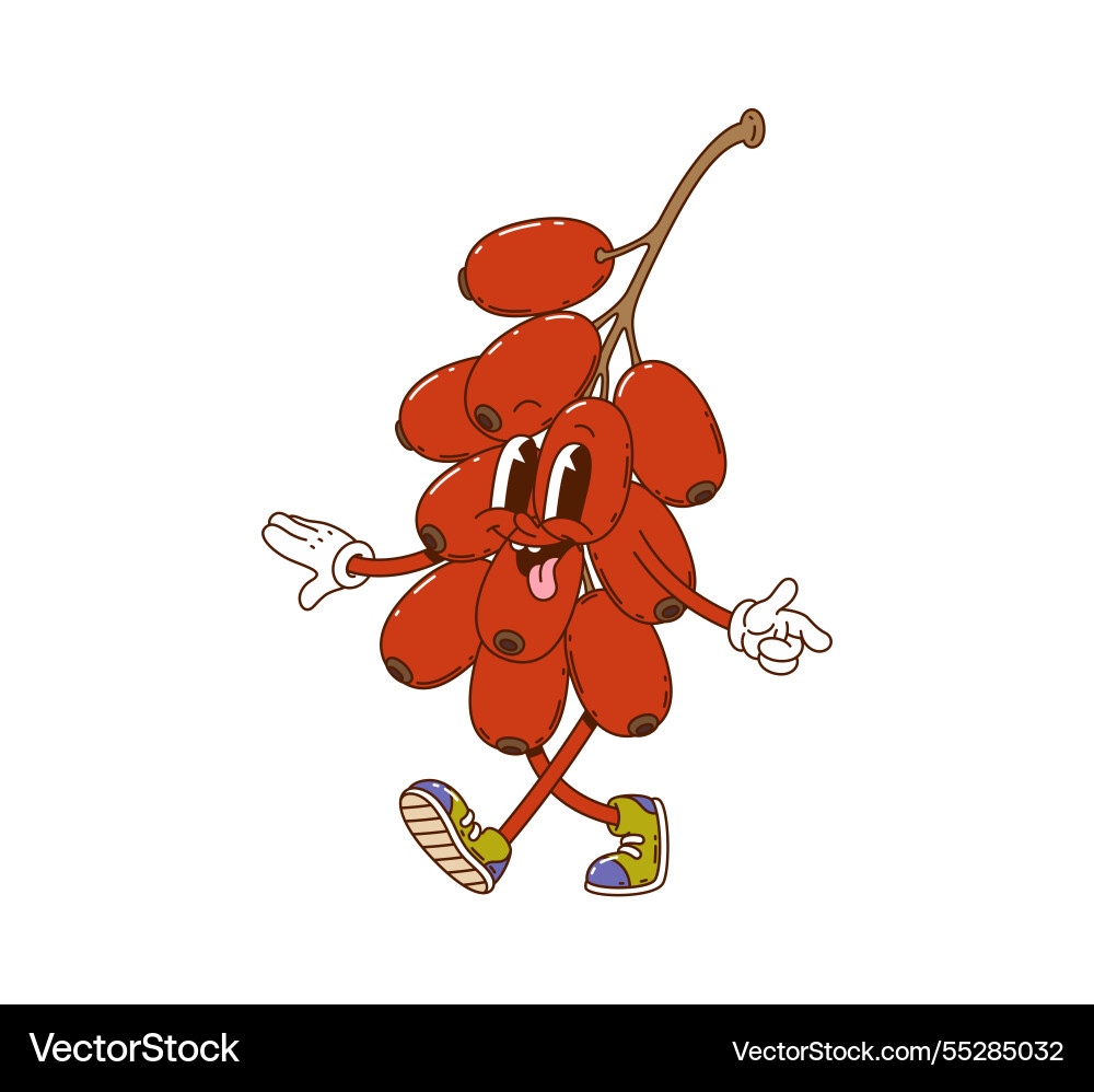 Cartoon groovy barberry berry foolish character Cartoon groovy barberry berry foolish character vector image