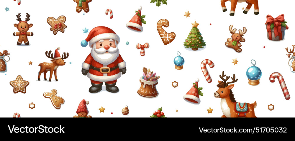 Christmas seamless pattern with a set of elements Christmas seamless pattern with a set of elements vector image