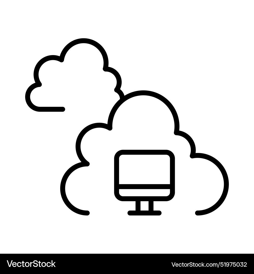 Cloud computing icon in thin line style graphic vector image