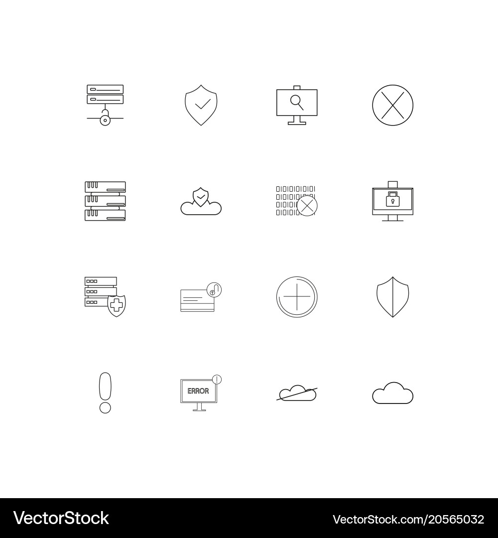 Cyber security simple linear icons set outlined vector image