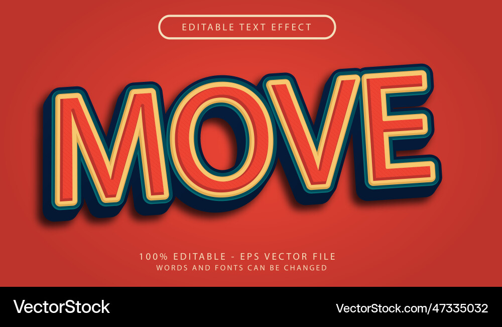 Editable text effect - 3d care move color style Vector Image