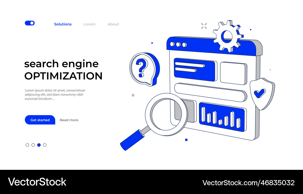 Interface web page with magnifier and gear Interface web page with magnifier and gear Vector Image