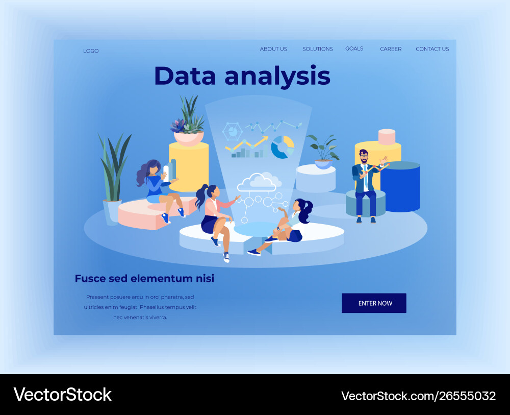 Landing page offering data analysis application vector image