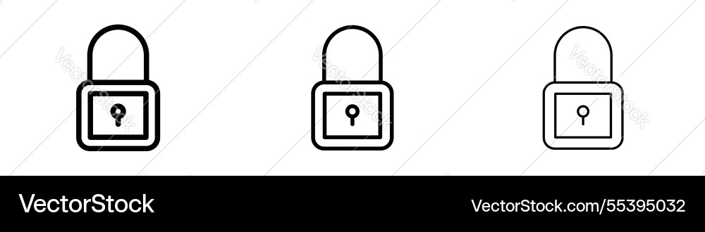 Lock icons in three different stroke lines vector image