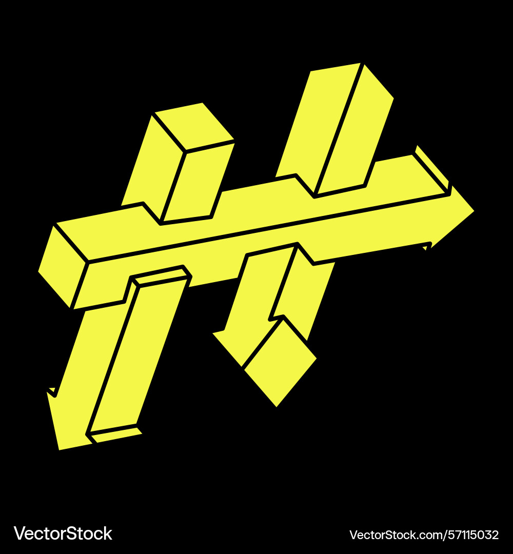 Optical illusion objects impossible shape arrows vector image