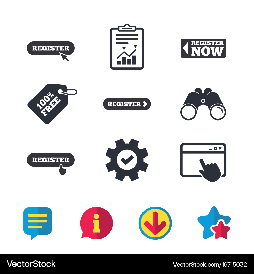 Register with hand pointer icon mouse cursor Vector Image