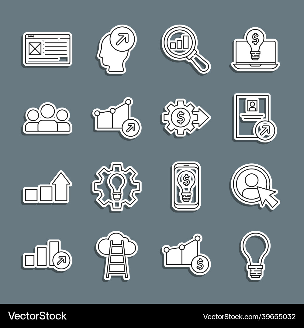 Set line light bulb with concept of idea create Set line light bulb with concept of idea create vector image