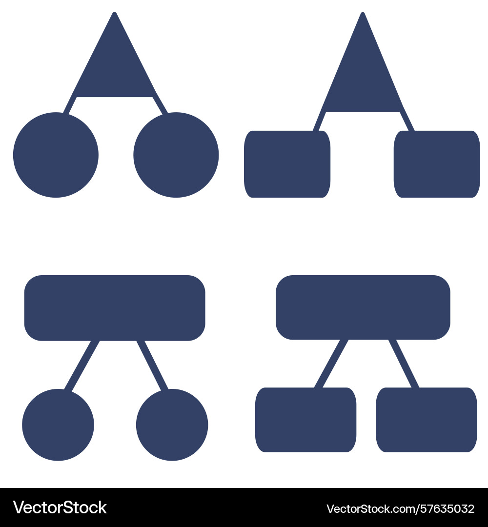 Set of four unique hierarchy charts Set of four unique hierarchy charts vector image