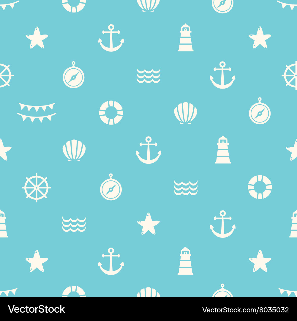 Simple seamless pattern with flat sea elements vector image