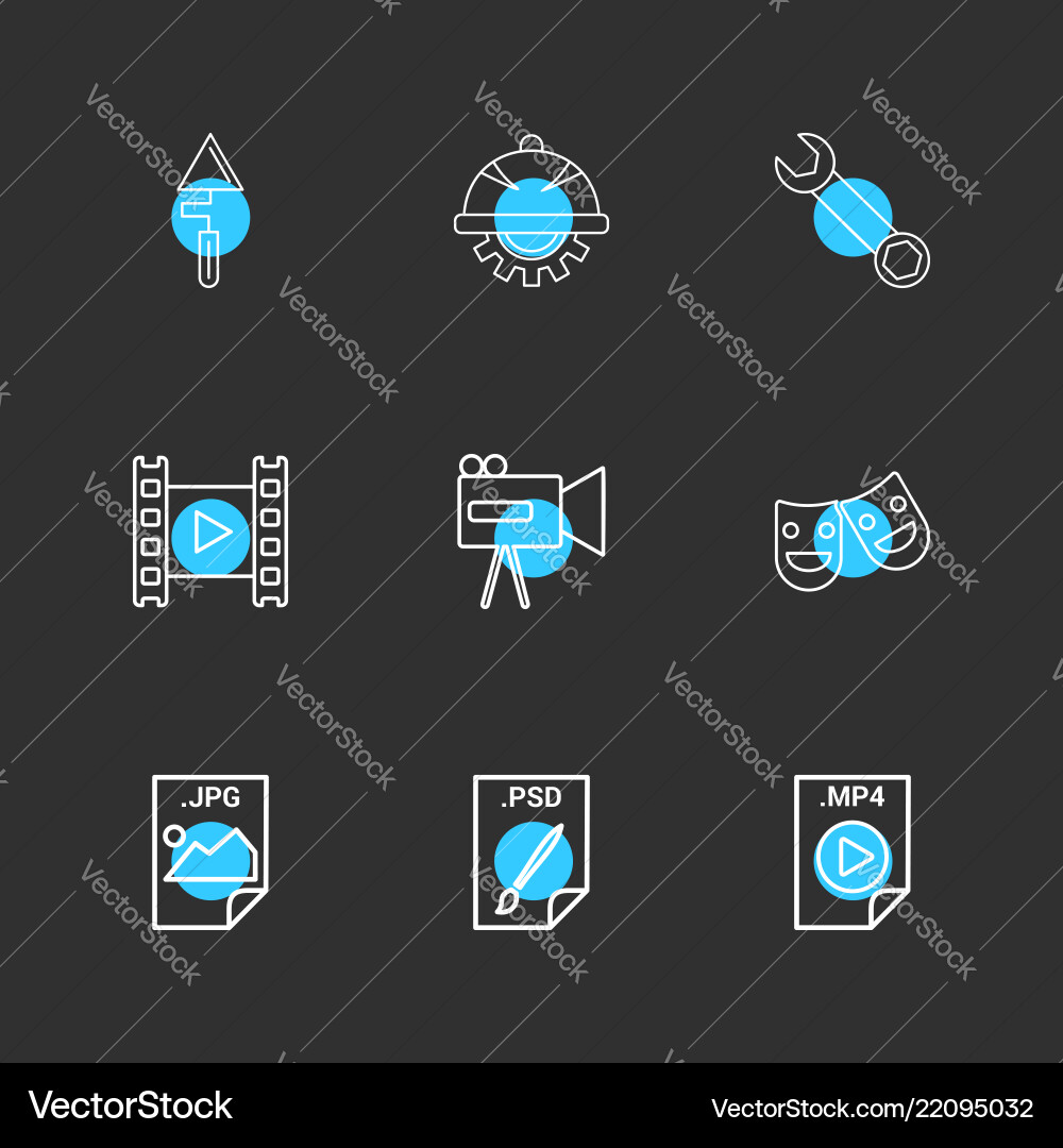 Spade gear wrench video camcoder smiley Vector Image