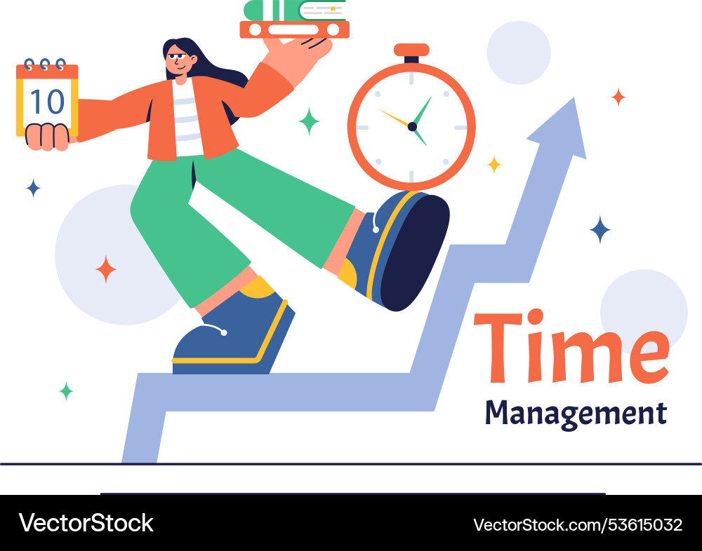 Time management with clock settings task planning Vector Image