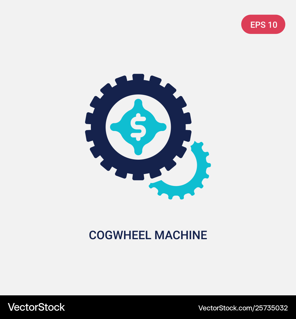 Two color cogwheel machine part icon from Vector Image