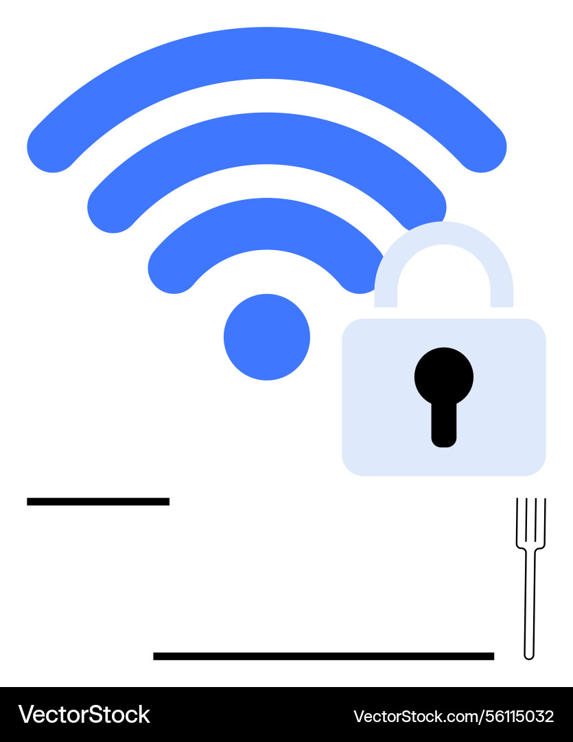 Wireless signal with padlock emphasizing secure Wireless signal with padlock emphasizing secure vector image