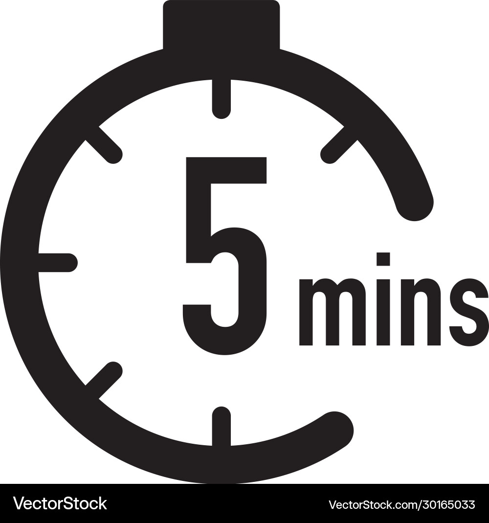 5 minutes timer stopwatch or countdown icon time Vector Image