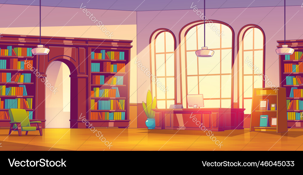 Bibliothek Holz Innenraum Cartoon Archiv Lager Bibliothek Holz Innenraum Cartoon Archiv Lager vektorbild
